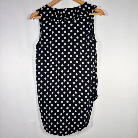 Anthropologie Maeve Top Womens 4 Polka Dot Ruffle Retro Classic Chic Office - Picture 2 of 7